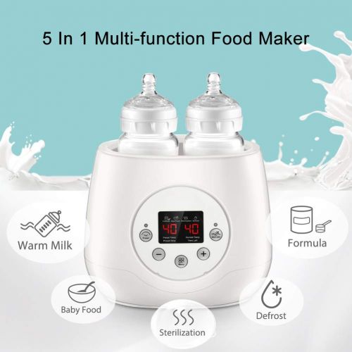  YOUTHINK Flaschenwarmer Baby Bottle Warmer 5-in-1 Doppel Flaschen Sterilisator und Babykostwarmer LCD Voreingestellte Baby Lebensmittel Heizungsgert Voreingestellte Funktion mit Automatisch