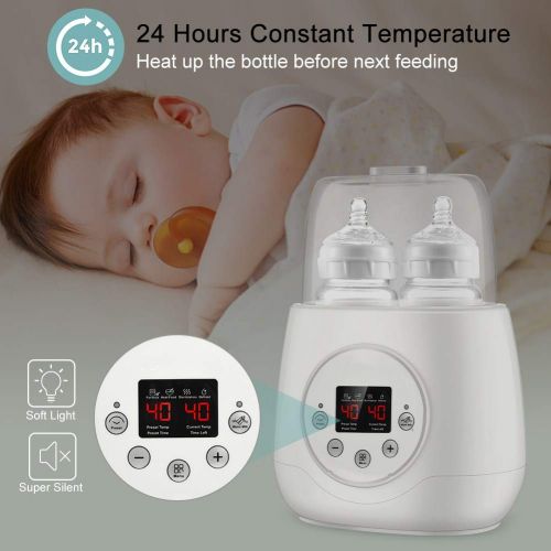  YOUTHINK Flaschenwarmer Baby Bottle Warmer 5-in-1 Doppel Flaschen Sterilisator und Babykostwarmer LCD Voreingestellte Baby Lebensmittel Heizungsgert Voreingestellte Funktion mit Automatisch