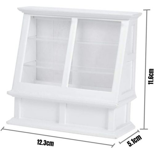  YOUTHINK 1 : 12 Doll House Miniature Store Cake Cabinet Decoration Mini Dollhouse Shop Food Miniature Cabinet Accessories (White)
