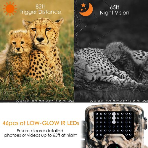  YOUTHINK Hunting Game Camera Wildlife Surveillance Trail Cameras, 16MP 1080P with 65ft Infrared Night Vision, 0.2s Motion Activated, 46pcs No Glow IR LEDs, IP56 Waterproof,120°PIR Sensors,2