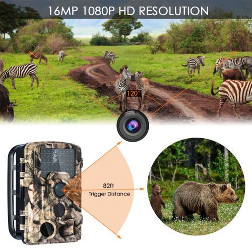  YOUTHINK Hunting Game Camera Wildlife Surveillance Trail Cameras, 16MP 1080P with 65ft Infrared Night Vision, 0.2s Motion Activated, 46pcs No Glow IR LEDs, IP56 Waterproof,120°PIR Sensors,2