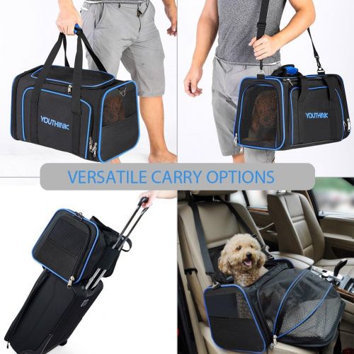  YOUTHINK Expandable Pet Carrier for Dogs and Cats, Soft Sided＆Most Airline Approved, Perfect Cat Carrier with Removable Fleece Mat