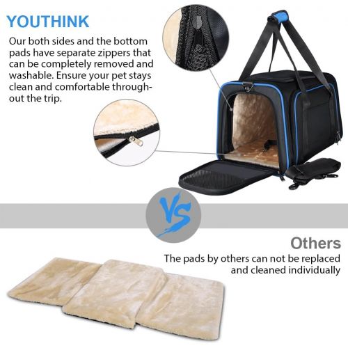  YOUTHINK Expandable Pet Carrier for Dogs and Cats, Soft Sided＆Most Airline Approved, Perfect Cat Carrier with Removable Fleece Mat