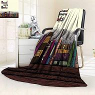 YOYI-HOME Digital Printing Duplex Printed Blanket Sketch with a Book Shelf Summer Quilt Comforter/79 W by 59 H