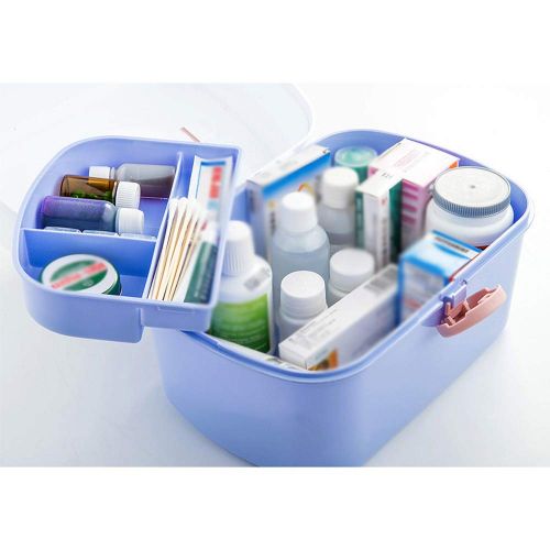  YQ  First aid box Ping Bu Qing Yun Medical box-PP plastic material, portable portable moisture-proof dust double-layer large capacity home cute wind, household multi-layer cute medicine box medical