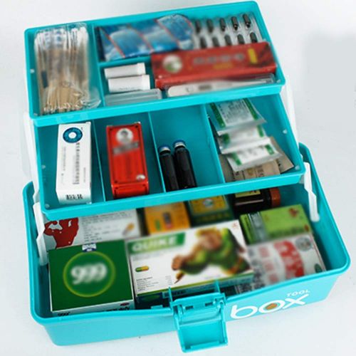  YQ  First aid box Ping Bu Qing Yun Medical box-PP material, thick and durable portable portable seal moisture-proof dustproof simple medical box, household large-capacity three-layer small medicine