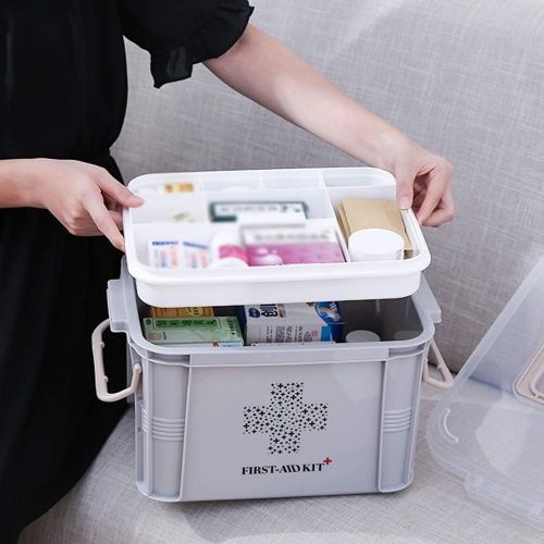  YQ  First aid box Ping Bu Qing Yun Medical box-PP material, portable portable multi-layer storage large-capacity sealed moisture-proof and dustproof, simple household medicine box large-capacity eme