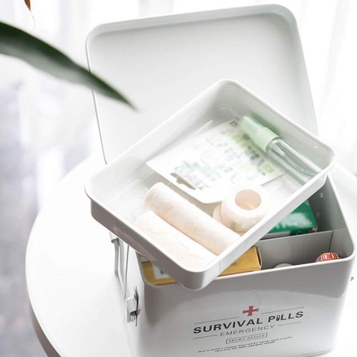  YQ  First aid box Ping Bu Qing Yun Medical box - galvanized iron material, simple portable portable moisture-proof dust-proof insect-proof large capacity, family small medicine box household medicin