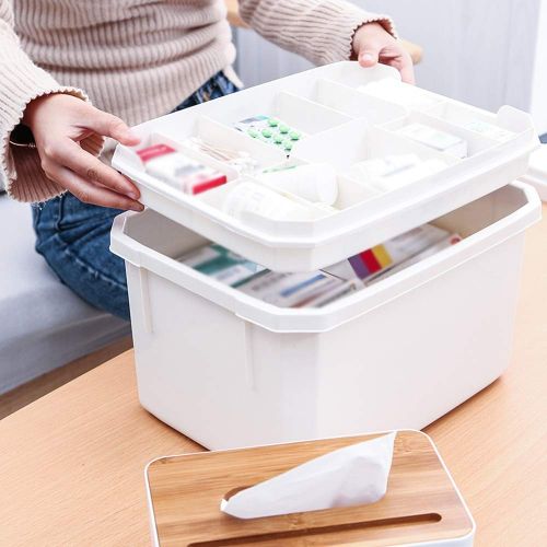  YQ  First aid box Ping Bu Qing Yun Medical box-plastic material, portable portable large-capacity multi-layer layered moisture-proof dustproof, household medicine box suitcase child emergency medica