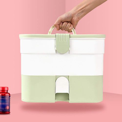  YQ  First aid box Ping Bu Qing Yun Medical box-PP+ABS material, portable portable large capacity multi-function double moisture-proof dustproof, medicine box household medicine large-capacity storag