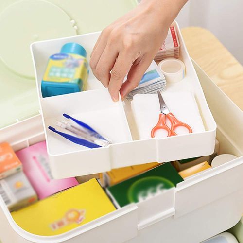  YQ  First aid box Ping Bu Qing Yun Medical box-PP+ABS material, portable portable large capacity multi-function double moisture-proof dustproof, medicine box household medicine large-capacity storag