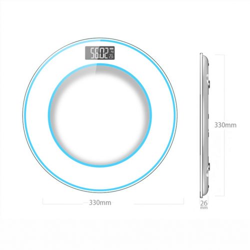  YQ Body fat scale Ping Bu Qing Yun Weight Scale High-Precision Household Body Scale Anti-Rollover Tempered Glass Transparent Round Digital Scale Body Fat Scale (Color : B)