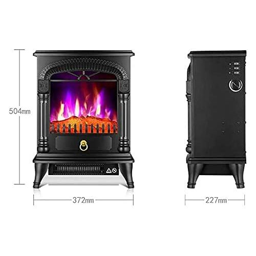  YQZ 1000/2000W Freestanding Electric Fireplace. Indoor Heater Stove Wood LED Burning Effect Flame, with Thermostat Control,Black