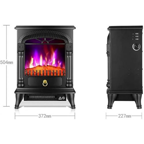  YQZ 1000/2000W Freestanding Electric Fireplace. Indoor Heater Stove Wood LED Burning Effect Flame, with Thermostat Control,Black