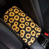 YR Vehicle Center Console Armrest Cover Pad, Universal Fit Soft Comfort Center Console Armrest Cushion for Car, Stylish Pattern Design Car Armrest Cover, Sunflower