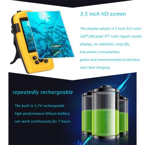  YRODYU Fish Finder, 3.5 Visual HD Fishing Monitor Underwater Video Camera Waterproof Probes Boat Kayak Bait Canoe Lake Sea Fishing Accessories for Amateur, Professional Fisherman