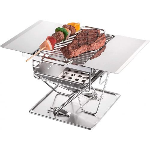  YRRC Foldable BBQ Grill, Portable Charcoal Grill, Stainless Steel Wood Burning Stove, Barbecue Cooking Stove for Outdoor Garden Camping Picnic Party