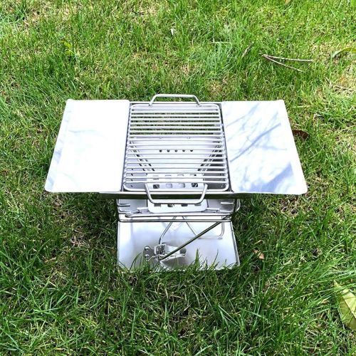  YRRC Foldable BBQ Grill, Portable Charcoal Grill, Stainless Steel Wood Burning Stove, Barbecue Cooking Stove for Outdoor Garden Camping Picnic Party