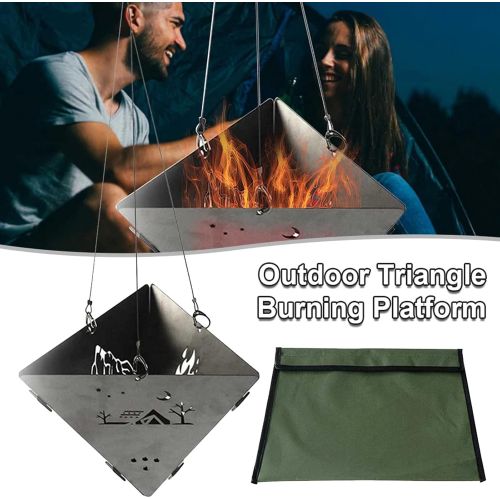  YRRC Camping Stove Triangle Hanging,Wood Stove Outdoor Campfire Pit Wood Stove Stainless Steel Burning Stove for Barbecue Bonfire,Picnic Wood Stove Convenient Charcoal Fire