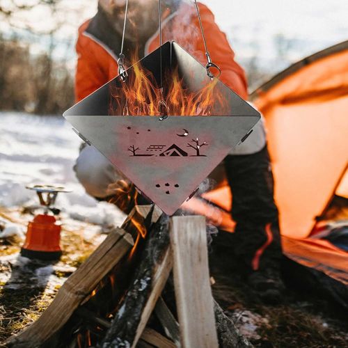  YRRC Camping Stove Triangle Hanging,Wood Stove Outdoor Campfire Pit Wood Stove Stainless Steel Burning Stove for Barbecue Bonfire,Picnic Wood Stove Convenient Charcoal Fire