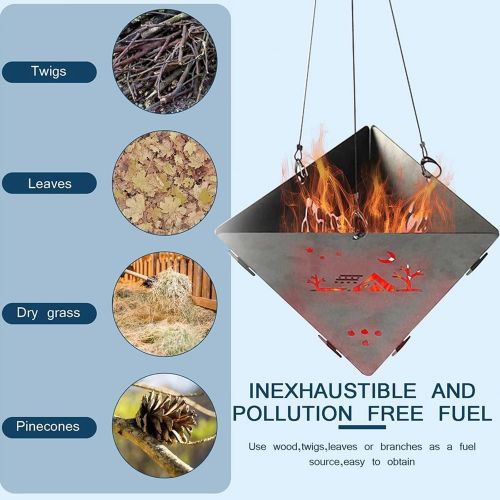  YRRC Camping Stove Triangle Hanging,Wood Stove Outdoor Campfire Pit Wood Stove Stainless Steel Burning Stove for Barbecue Bonfire,Picnic Wood Stove Convenient Charcoal Fire