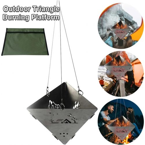  YRRC Camping Stove Triangle Hanging,Wood Stove Outdoor Campfire Pit Wood Stove Stainless Steel Burning Stove for Barbecue Bonfire,Picnic Wood Stove Convenient Charcoal Fire