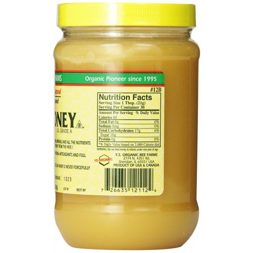  YS Royal Jelly/Honey Bee Y.S. Eco Bee Farms Raw Honey - 22 oz (4 Pack)