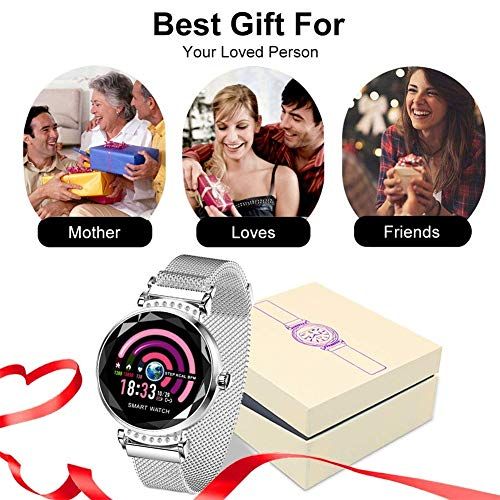  YSCENL Smart Watch Waterproof, Women Ladies Fashion Smartwatch, Heart Rate Monitor Fitness Tracker for Android and iOS