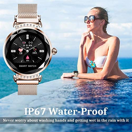  YSCENL Smart Watch Waterproof, Women Ladies Fashion Smartwatch, Heart Rate Monitor Fitness Tracker for Android and iOS