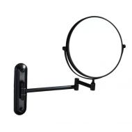 YSHCA Makeup Mirror, Beauty Mirror Wall Mount Rotation Two-SidedMagnifying Cosmetic Mirror, Suit for Bathroom, Hotel,Black Long Base_8 inches
