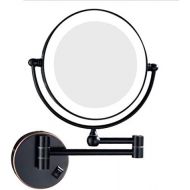 YSHCA Makeup Mirror with Lights, Vanity Mirror Wall Mount Rotation Two-Sided Magnifying Cosmetic Mirror, 8-inch, Powered by Plug,Oil-Rubbed Bronze_10X