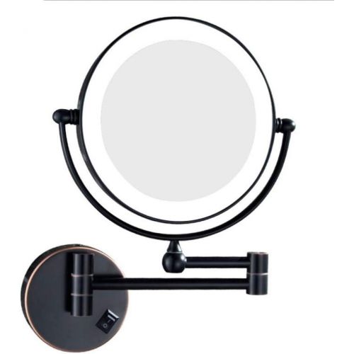 YSHCA Makeup Mirror with Lights, Vanity Mirror Wall Mount Rotation Two-Sided Magnifying Cosmetic Mirror, 8-inch, Powered by Plug,Oil-Rubbed Bronze_10X