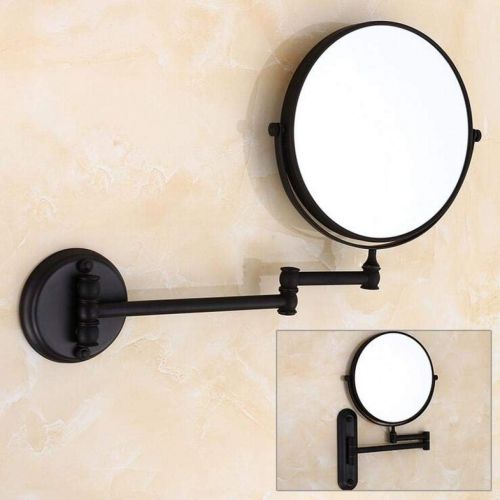  YSHCA Makeup Mirror,Vanity Mirror Wall Mount Rotation Two-Sided Magnifying Cosmetic Mirror, Oil-Rubbed Bronze, Suit for Bathroom, Vanity Table, Hotel,Round Base_8 inches,