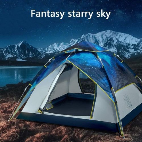  YSHCA Pop Up Tent, Automatic Instant Tent 3-4Person Camping Tent Easy Set Up Sun Shelter Great for Camping/Backpacking/Hiking & Outdoor Music Festivals,Starry Sky