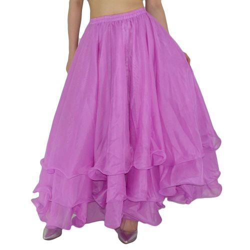  YSJERA Womens Pleated Pettiskirt 3-Layered Chiffon Petticoat Cosplay Belly Dance Swing Maxi Skirts (One Size,Light Purple)