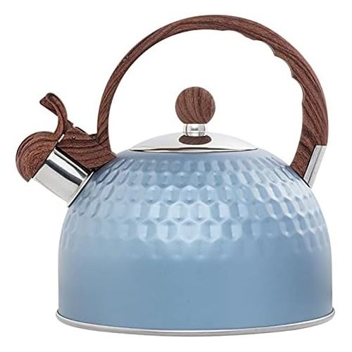  YSJJZDE Whistle Kettle 2.5 Quart Whistling Tea Kettle Stainless Steel Tea Pots Stove Top Stylish Kettle with Wood Pattern Anti Slip Handle Water Kettle (Capacity : 2.5L, Color : Bl