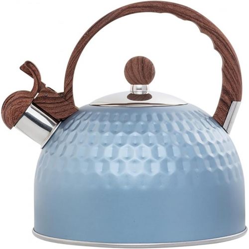  YSJJZDE Whistle Kettle 2.5 Quart Whistling Tea Kettle Stainless Steel Tea Pots Stove Top Stylish Kettle with Wood Pattern Anti Slip Handle Water Kettle (Capacity : 2.5L, Color : Bl