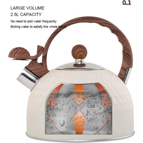  YSJJZDE Whistle Kettle 2.5 Quart Whistling Tea Kettle Stainless Steel Tea Pots Stove Top Stylish Kettle with Wood Pattern Anti Slip Handle Water Kettle (Capacity : 2.5L, Color : Bl