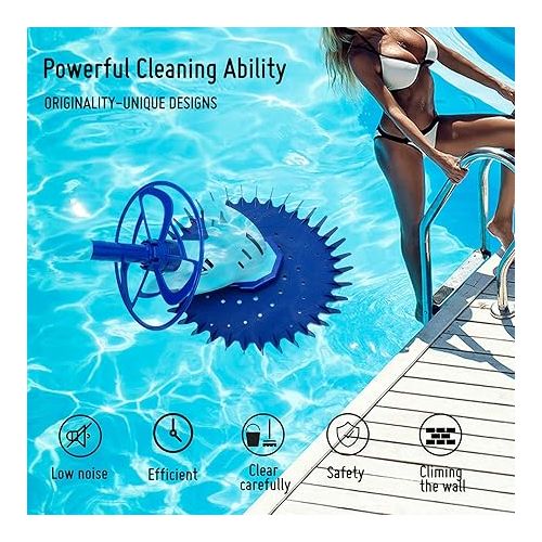  Upgraded Automatic Pool Cleaner Swimming Pool Vacuum Cleaner for Above Ground In-ground Pool Powerful Suction Pool Sweeper with 16 Hoses Low Noise Easy Assemble