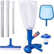 Pool Cleaning Kit Pool Vacuum Jet Cleaner Poor Brush Chlorine Dispenser Pool Skimmer Net with 3 - Section Pole Pool Maintenance Set for Above Ground Pools Spas Hot Tub Fountains