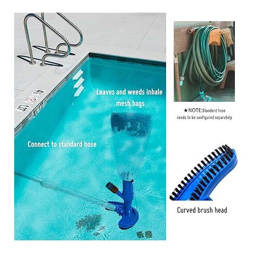  Pool Cleaning Kit Pool Vacuum Jet Cleaner Poor Brush Chlorine Dispenser Pool Skimmer Net with 3 - Section Pole Pool Maintenance Set for Above Ground Pools Spas Hot Tub Fountains