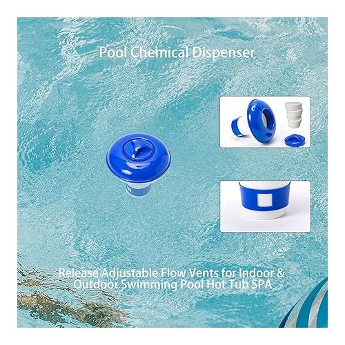  Pool Cleaning Kit Pool Vacuum Jet Cleaner Poor Brush Chlorine Dispenser Pool Skimmer Net with 3 - Section Pole Pool Maintenance Set for Above Ground Pools Spas Hot Tub Fountains