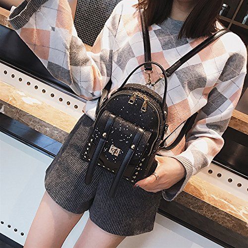  YSMYWM Women Sequins Backpack Girls Fashion Small Bling Star Sequins Daypack Shoulder Bag School Bag Rucksack