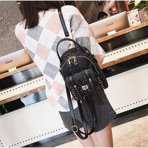  YSMYWM Women Sequins Backpack Girls Fashion Small Bling Star Sequins Daypack Shoulder Bag School Bag Rucksack