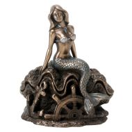 YTC Summit International Art Nouveau Mermaid Sitting on Seashell Bronze Colored Statue Figurine New