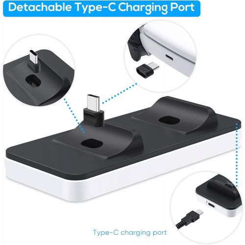  [아마존베스트]Charger for PS5 DualSense Wireless Controller, YUANHOT Charging Station with Dual Detachable USB C Ports, Charger Stand Dock for Sony Playstation 5 Dualsense