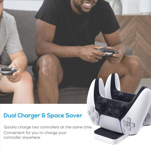  [아마존베스트]Charger for PS5 DualSense Wireless Controller, YUANHOT Charging Station with Dual Detachable USB C Ports, Charger Stand Dock for Sony Playstation 5 Dualsense