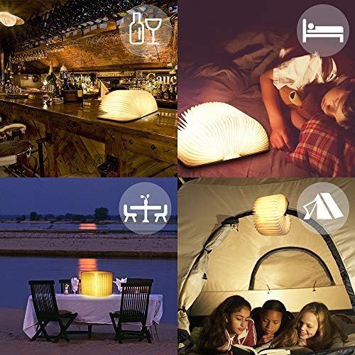  Yuanj Hoelzerne faltende Buch-Lampe - magnetisches LED-Licht -dekorative Lichter, Schreibtisch-Lampe mit Akku 880 mAh - warmes licht-hell genug fuer das Ablesen - Ideal fuer Geschenk