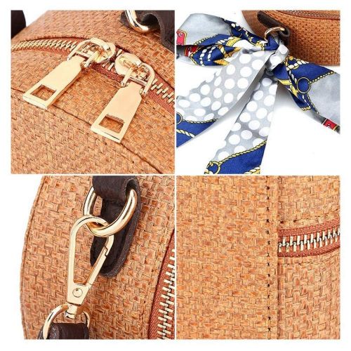  YUANLIFANG Fashion Round Straw Bags Women Summer Rattan Bag Handmade Woven Beach Crossbody Bag Circle Handbag Box