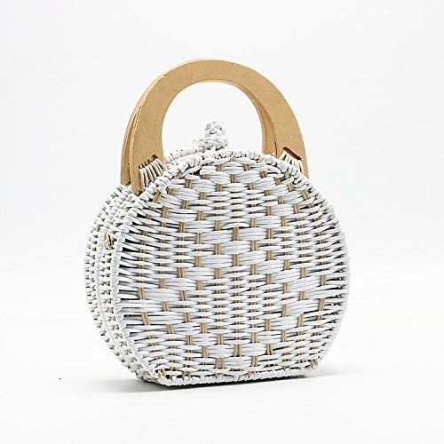  YUANLIFANG Round Straw Bags for Women Summer Rattan Shoulder Handbags Circle White Handmade Woven Beach Bag Ladies Bags Travel